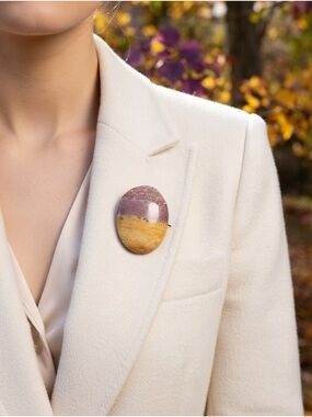 Handmade Mookaite Jasper Stone Brooch